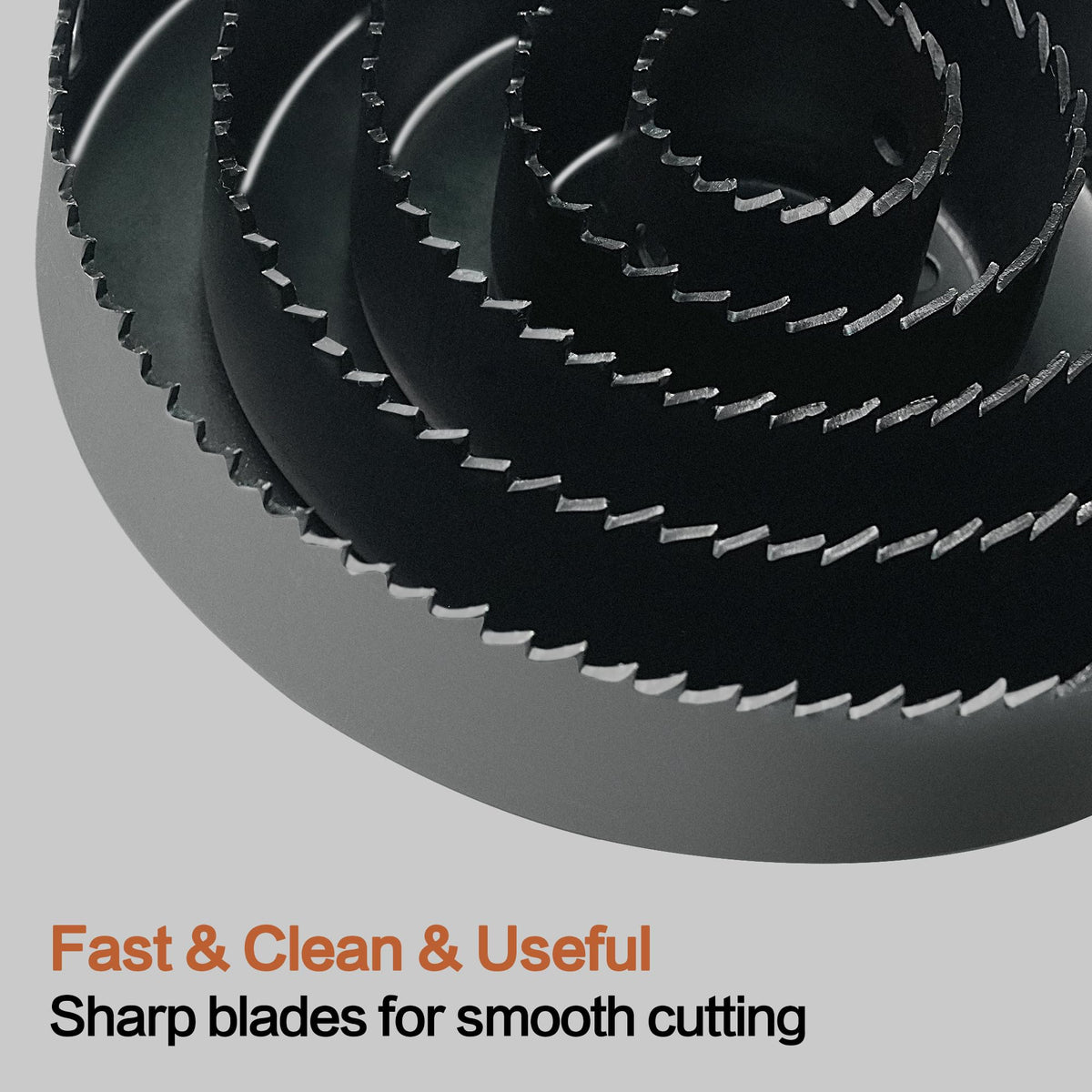 Axelord hole saw blades close-up shows sharp teeth for clean cuts.