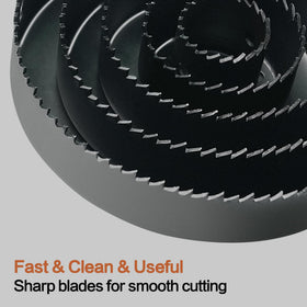 Axelord hole saw blades close-up shows sharp teeth for clean cuts.