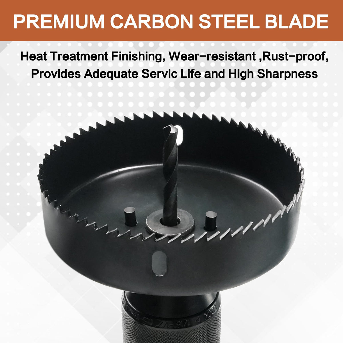 Axelord hole saw in use on soft wood for a smooth edge.