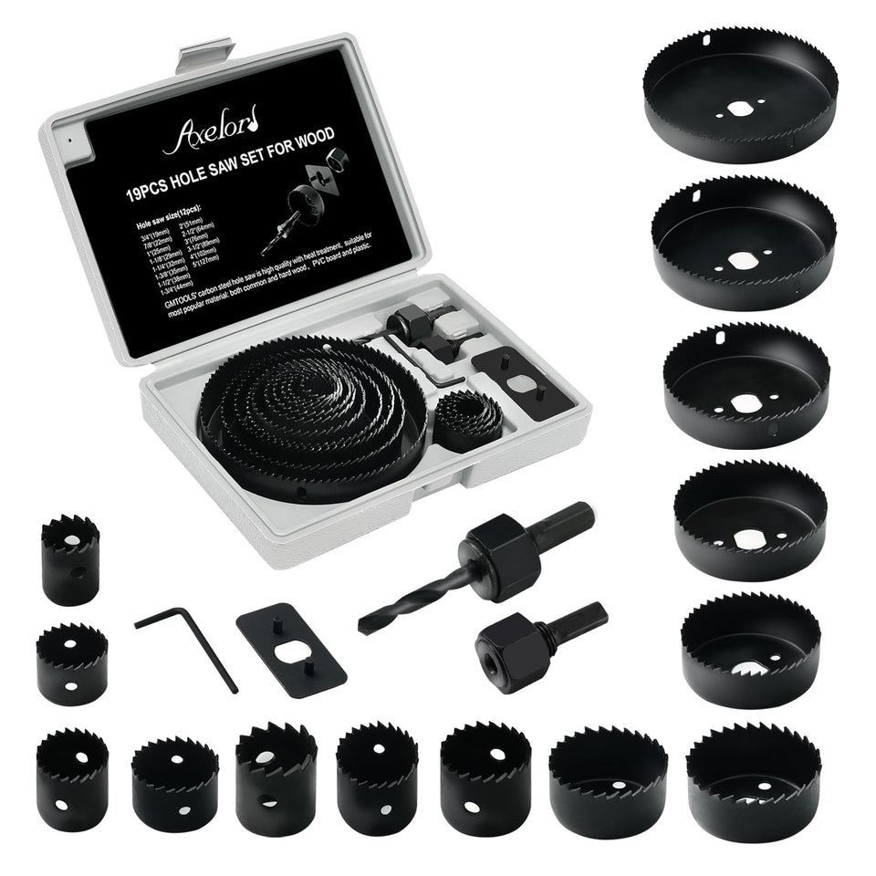 Axelord hole saw set storage case for quick access and organization.