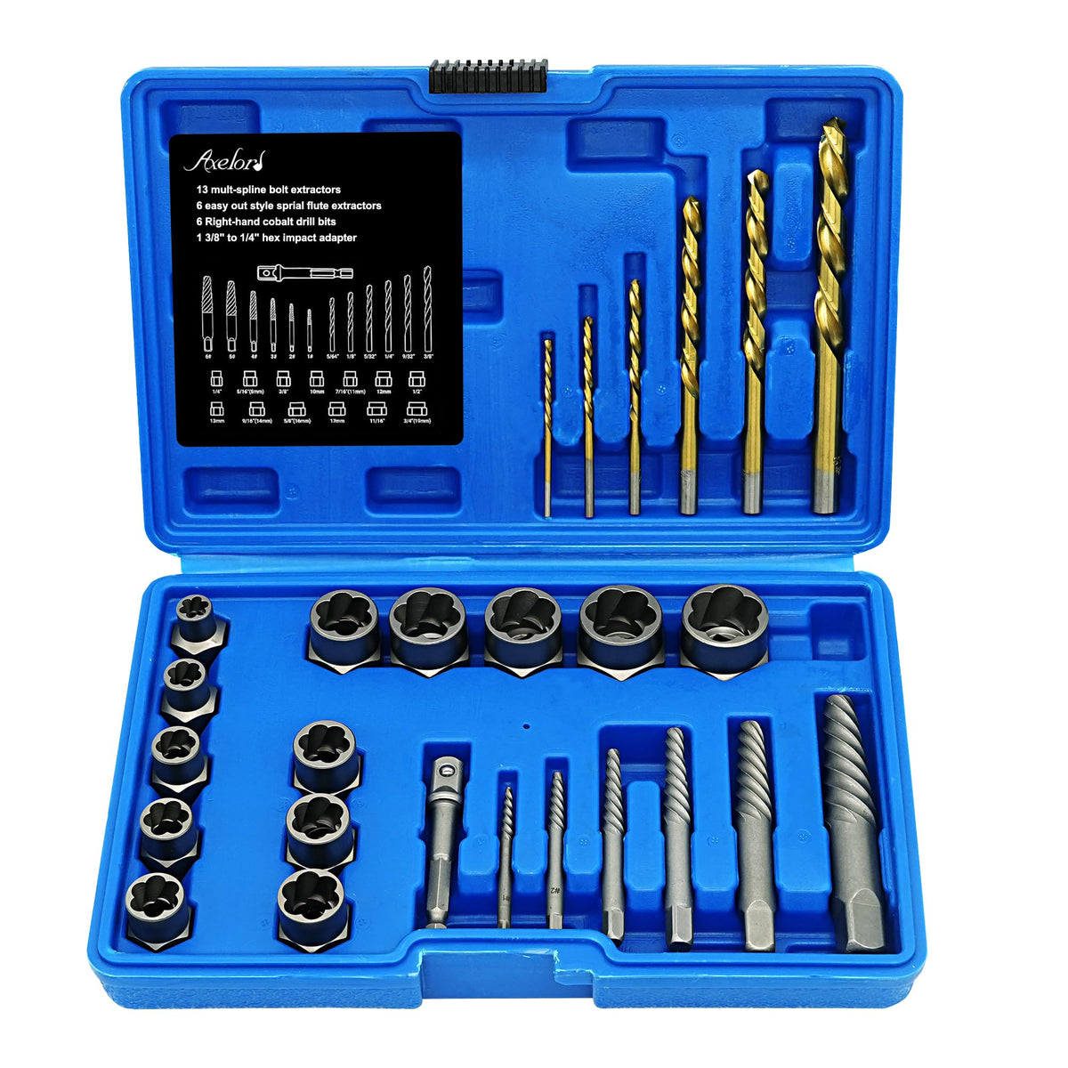 Axelord screw extractor set main kit for stubborn fasteners