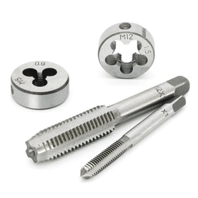 Axelord taps and dies for metric M3–M12 provide precise threading options.