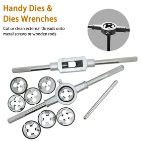 Axelord thread pitch gauge included for quick pitch verification during repairs.