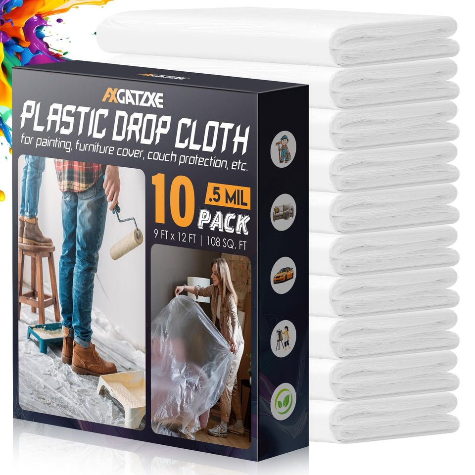 Axgatoxe drop cloth quick-room coverage for mess-free painting.