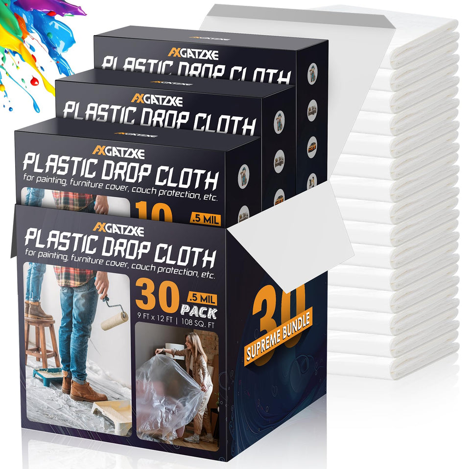 Axgatoxe drop cloth 12x9ft floor protection for painting and renovation projects