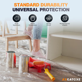Axgatoxe 30-pack plastic sheeting shields furniture from dust