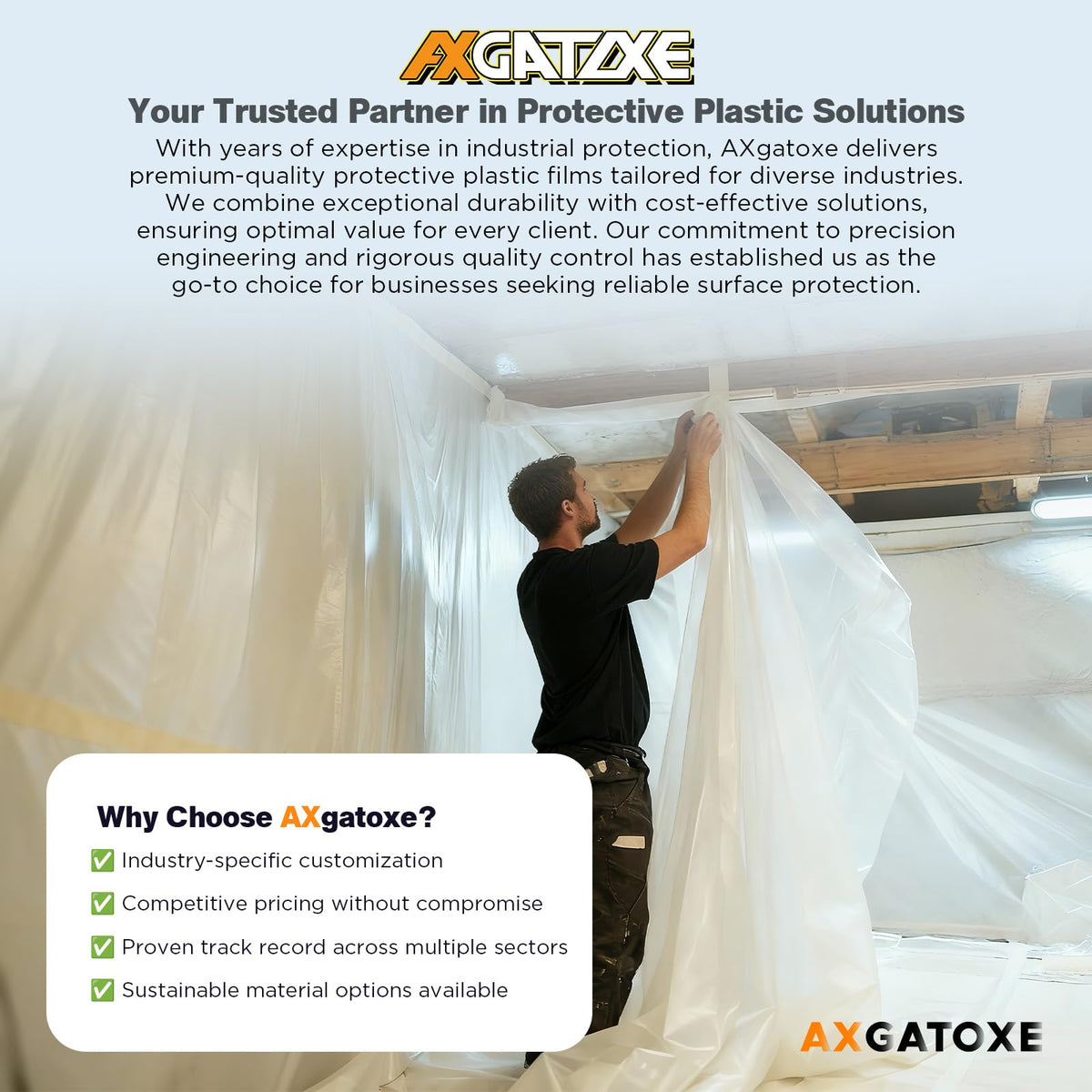 Axgatoxe reusable plastic sheeting folds compactly for storage.
