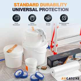 Axgatoxe floor protection drop cloth shields carpets and furniture during projects.