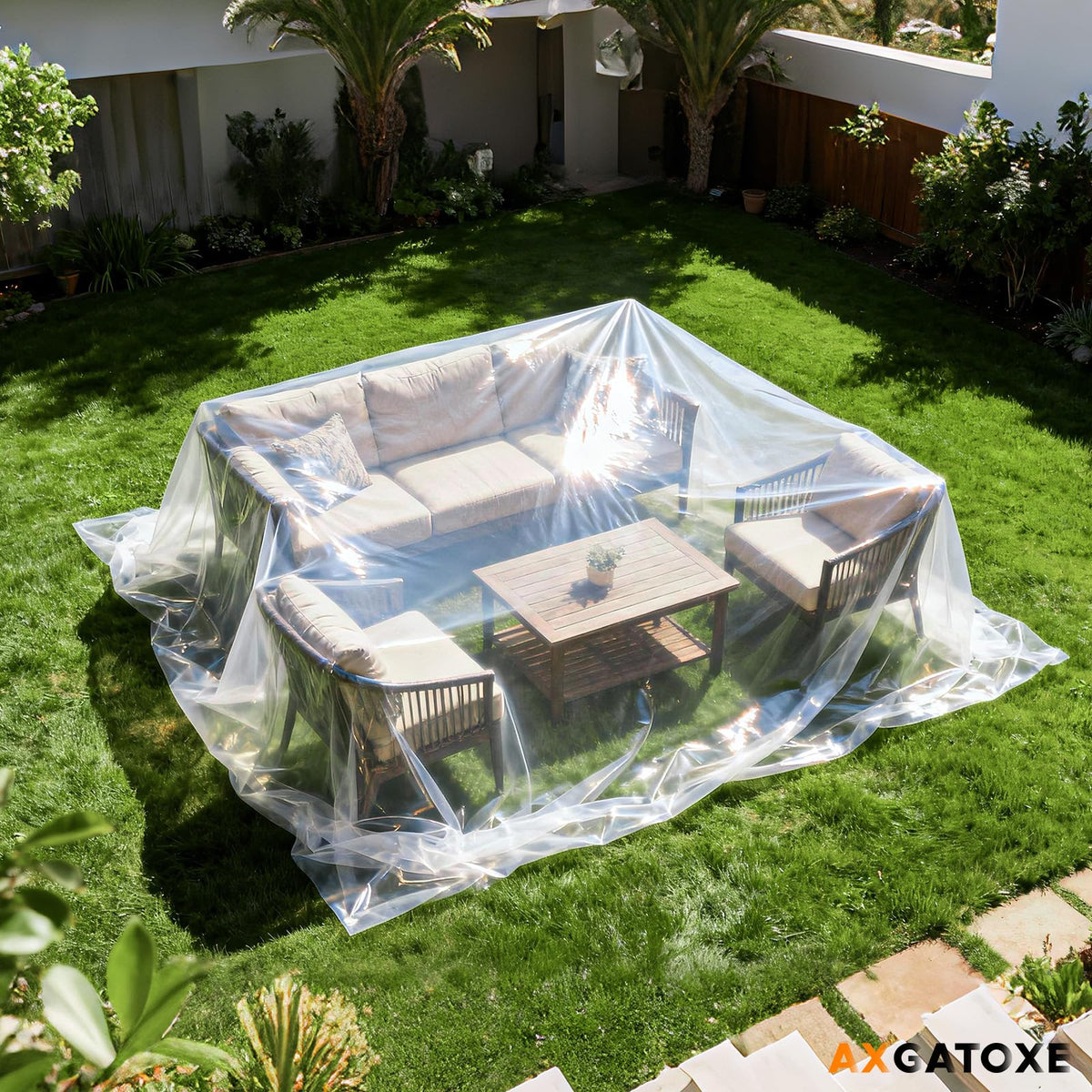 Axgatoxe moisture barrier protects concrete floors during construction work.
