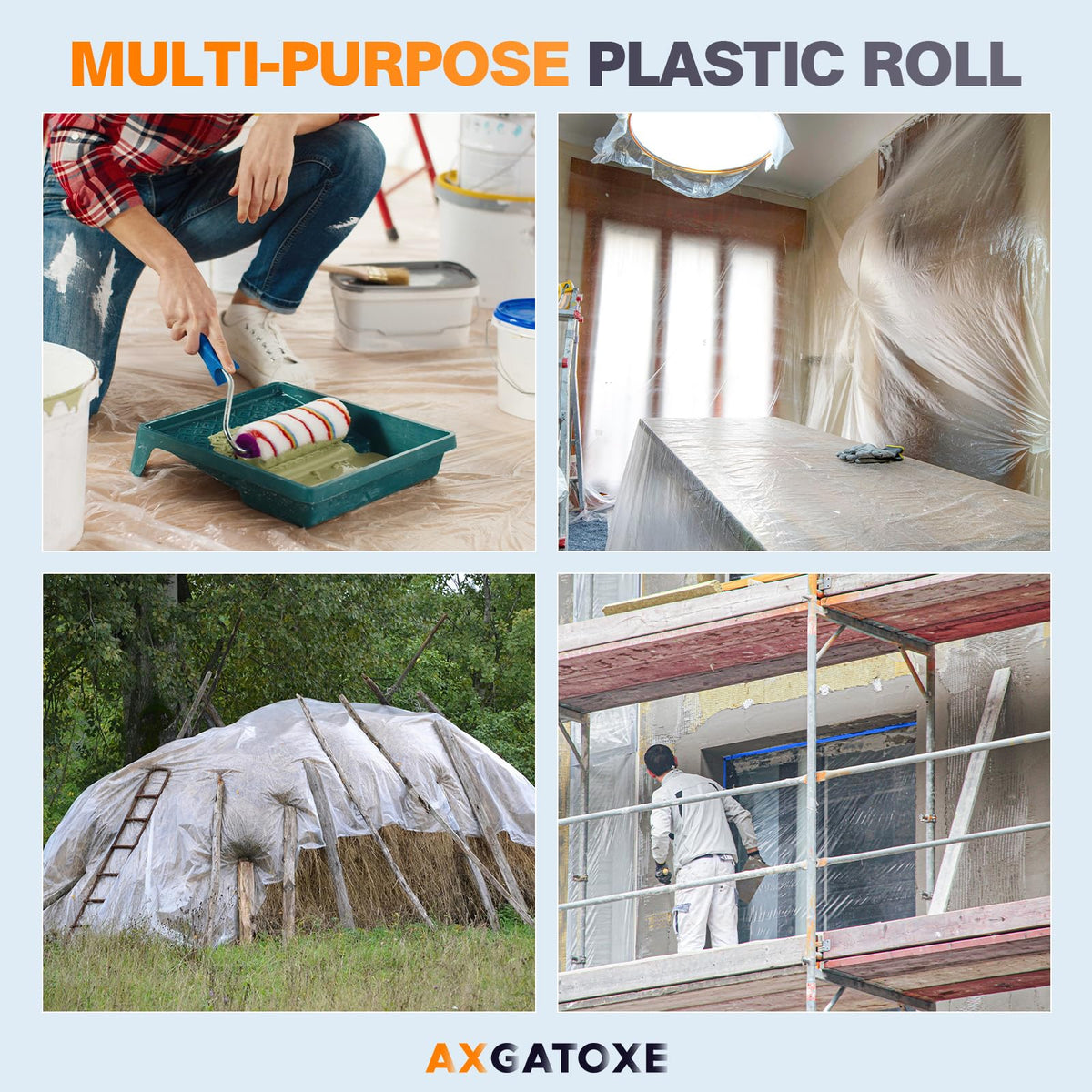 Axgatoxe painter's tape included with four rolls for clean edges.
