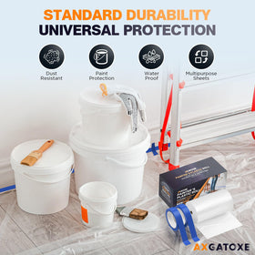 Axgatoxe drop cloth offers cut-to-size flexibility for odd shapes and edges.