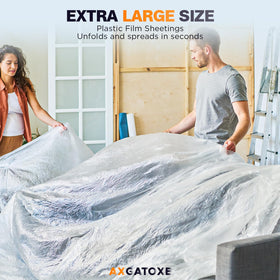 Axgatoxe drop cloth unfolds quickly for easy setup during painting