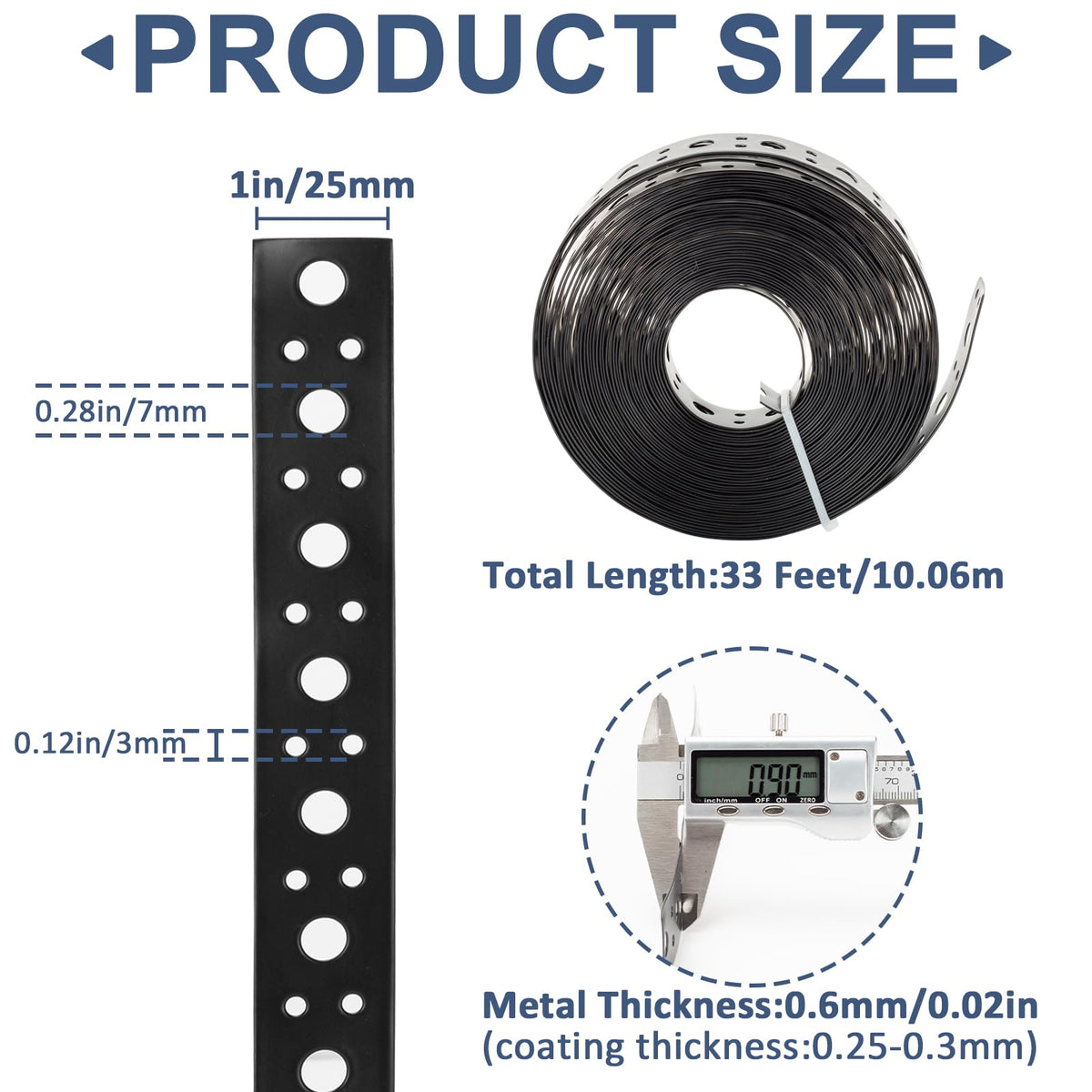 AxiSculpt black metal strap with durable coating for indoor and outdoor use.