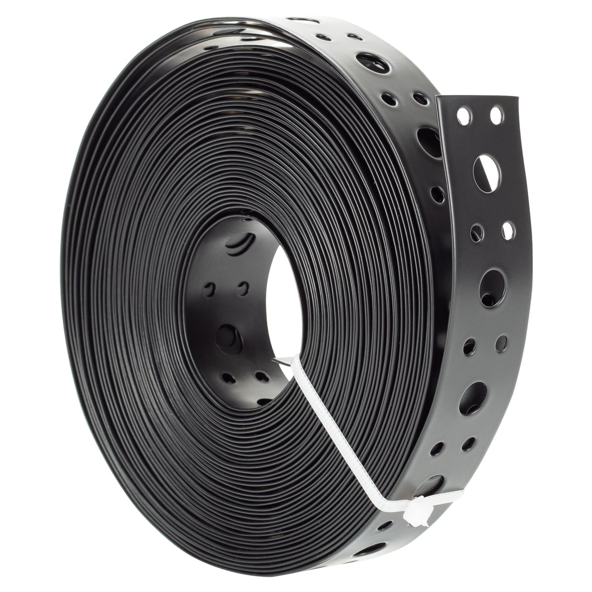 AxiSculpt metal strap 1in-33ft with holes secures pipes efficiently.