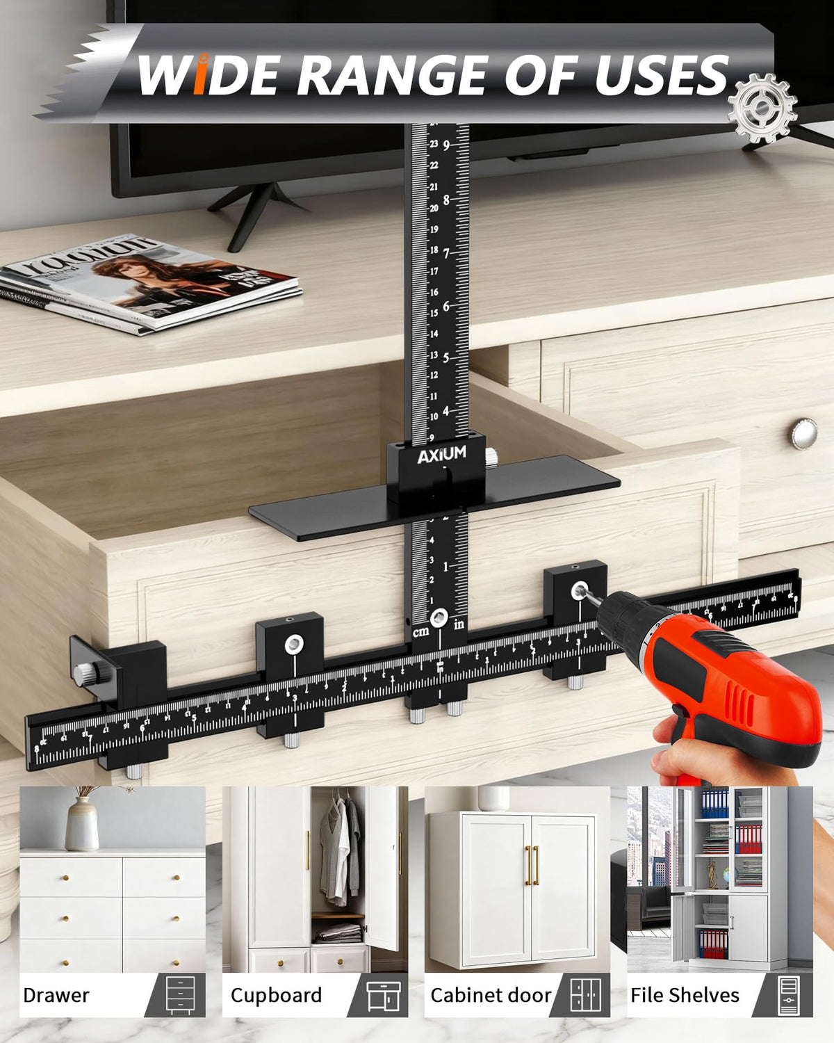 AXIUM compact storage box included keeps tools organized.