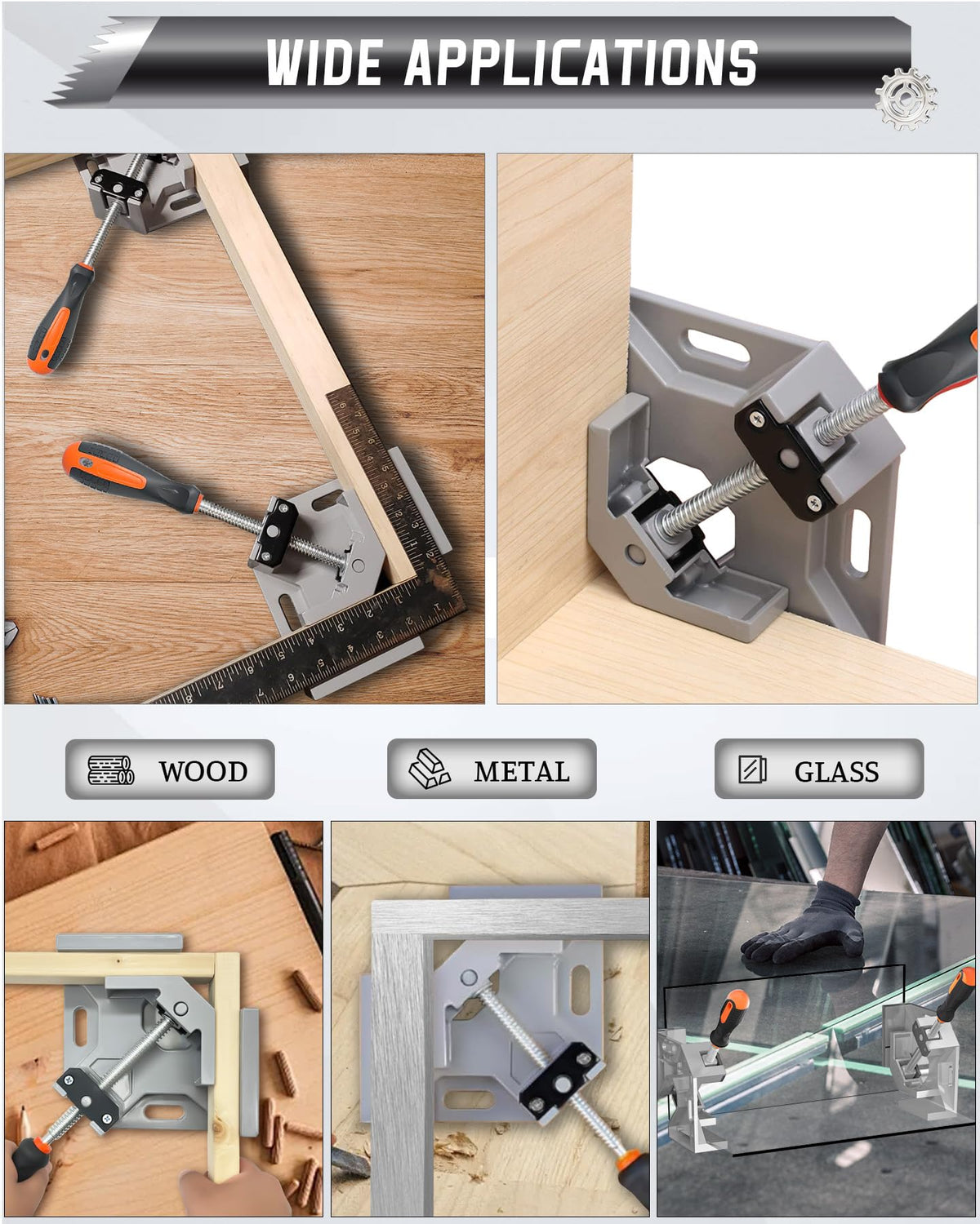AXIUM corner clamps in durable aluminum resist wear and corrosion.