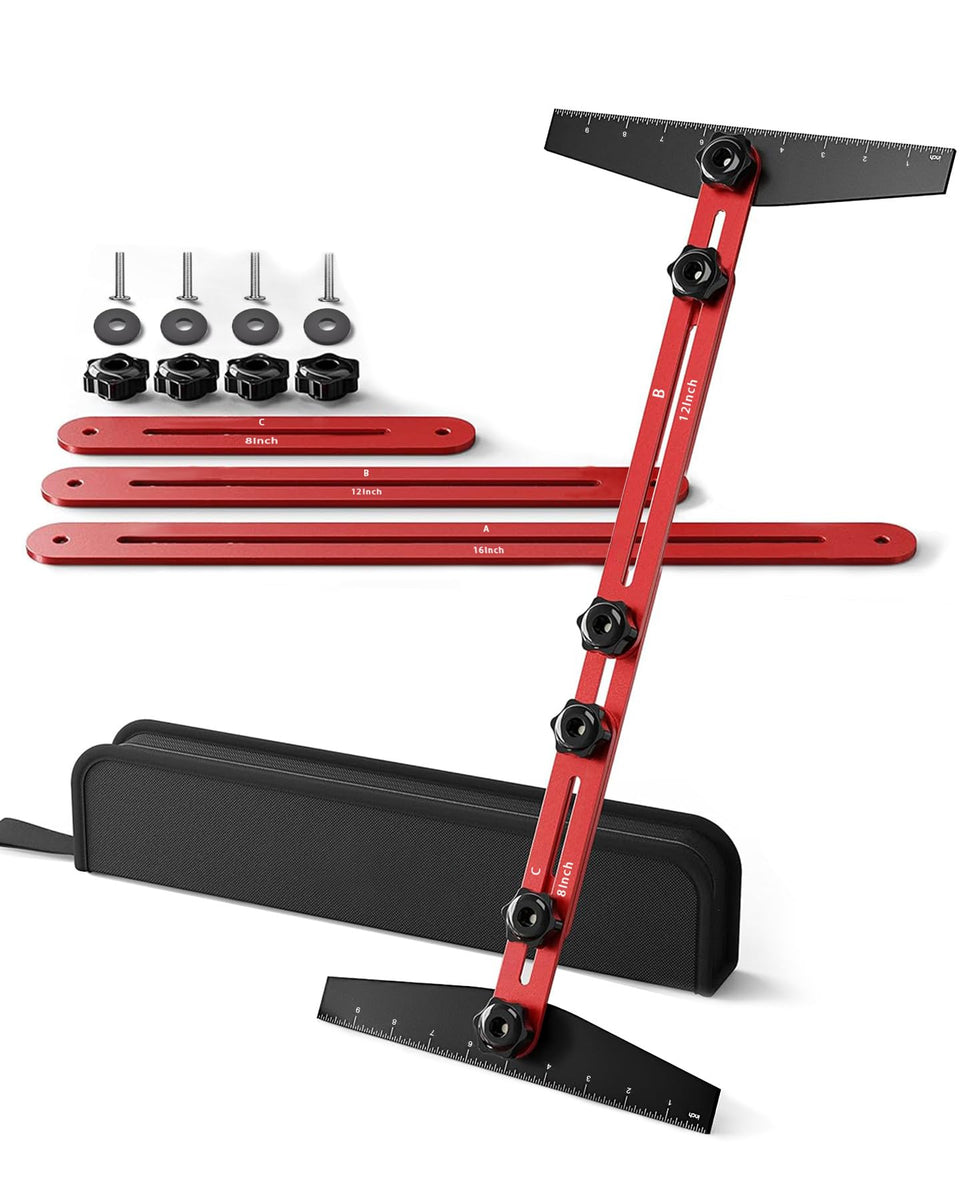 AXIUM stair tread template tool assembly enables easy, adjustable layouts for different projects.