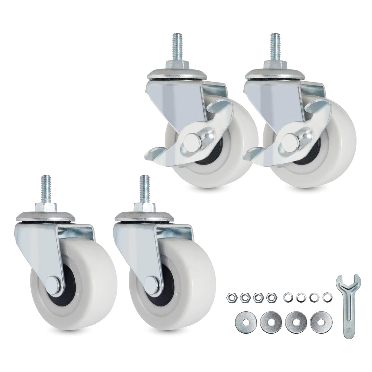 AXL M6 threaded stem caster wheels with 2-inch PVC for smooth floor protection
