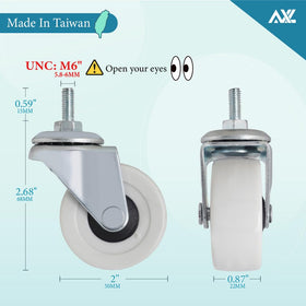 AXL silent 2-inch PVC caster wheels glide quietly on floors