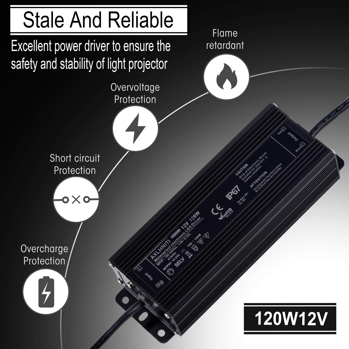 AXLHNITI IP67 waterproof enclosure protecting the supply