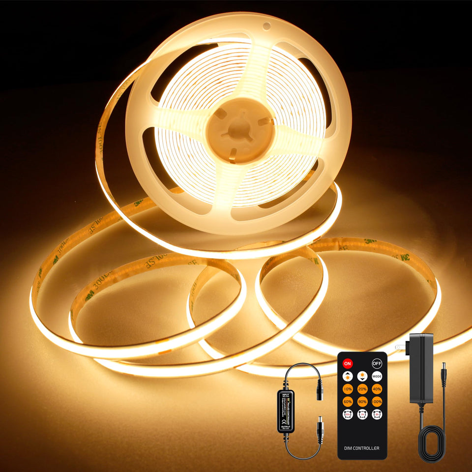 AXMOTUT COB LED strip light kit with RF remote for easy 16.4 ft installation