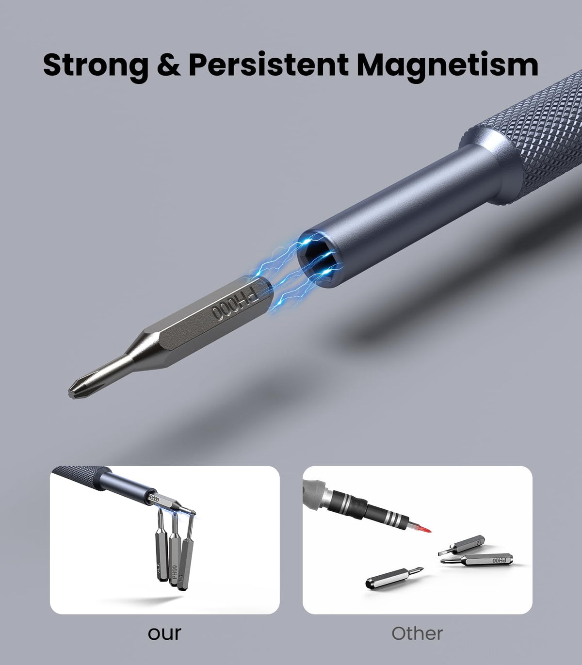 AXTH frosted ergonomic handle with a smooth swivel cap reduces hand fatigue.
