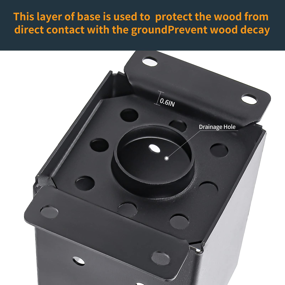 AXWHYS 5.5-inch height post base anchors to ground securely