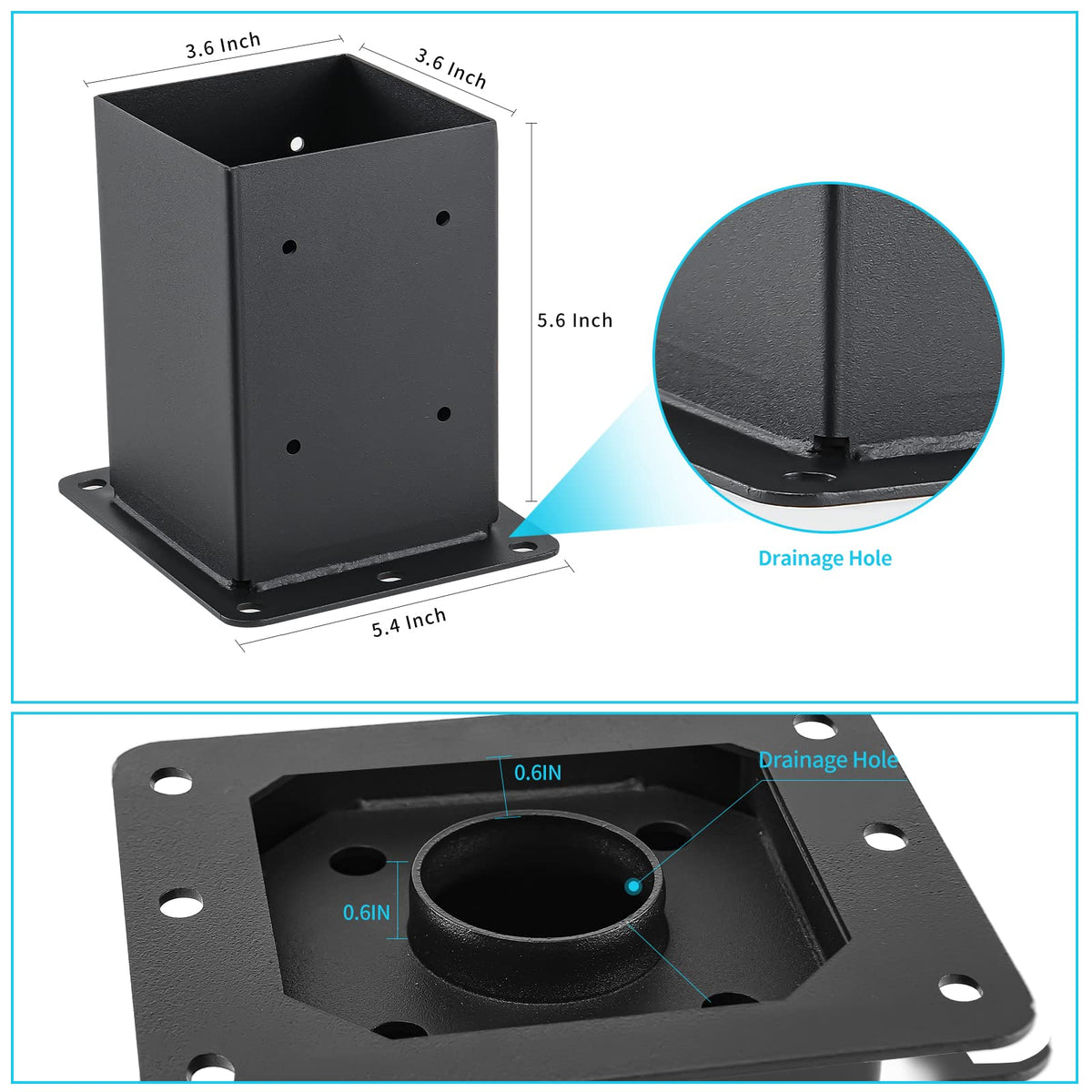 AXWHYS 4x4 post base with screws and anchors for quick setup