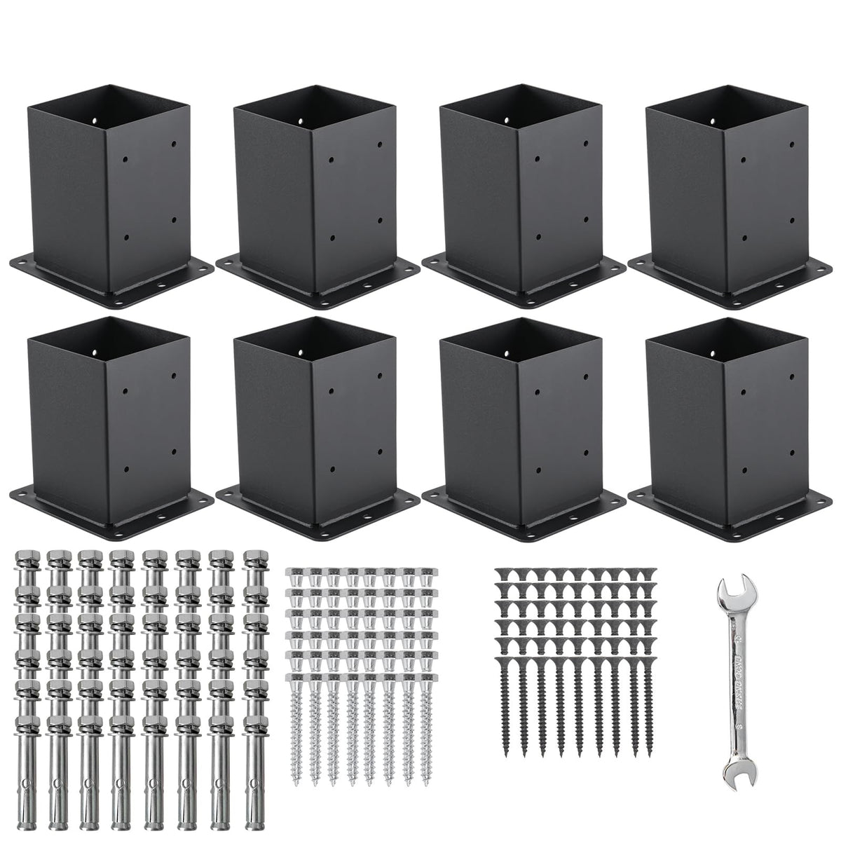 AXWHYS 4x4 post base assembly shows sturdy steel construction for outdoor posts