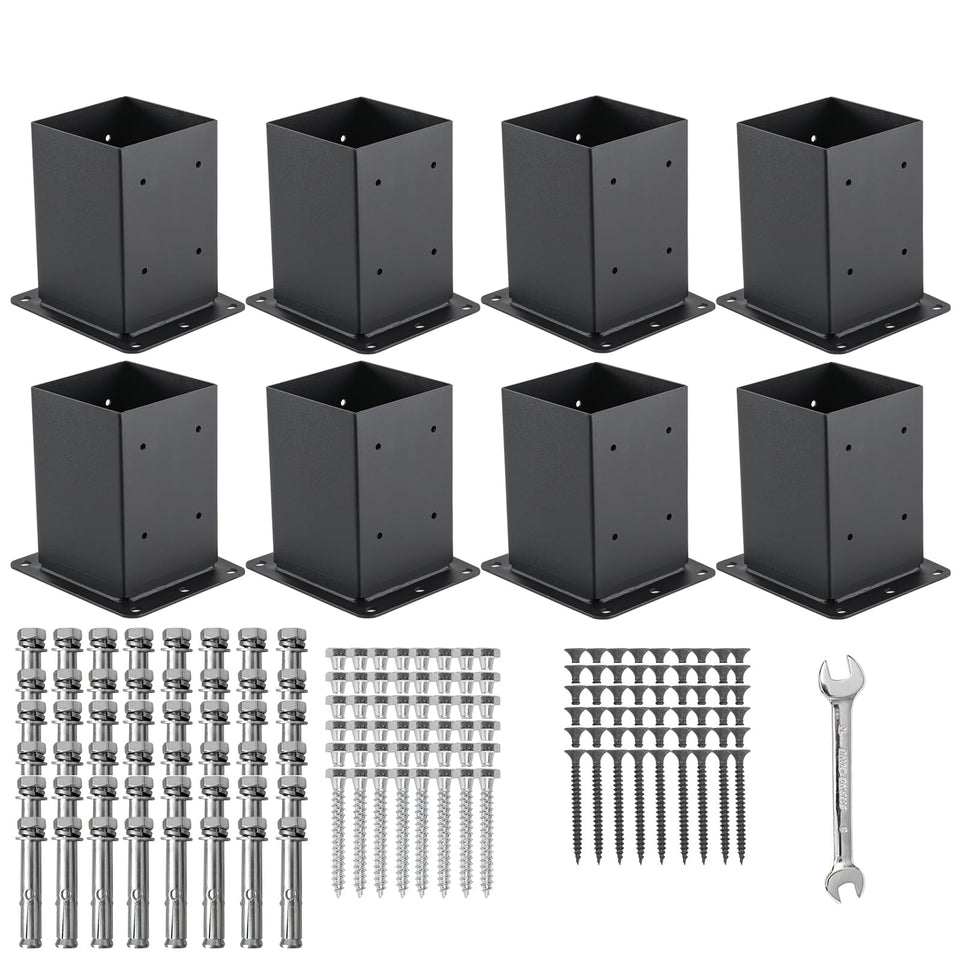 AXWHYS 4x4 post base assembly shows sturdy steel construction for outdoor posts