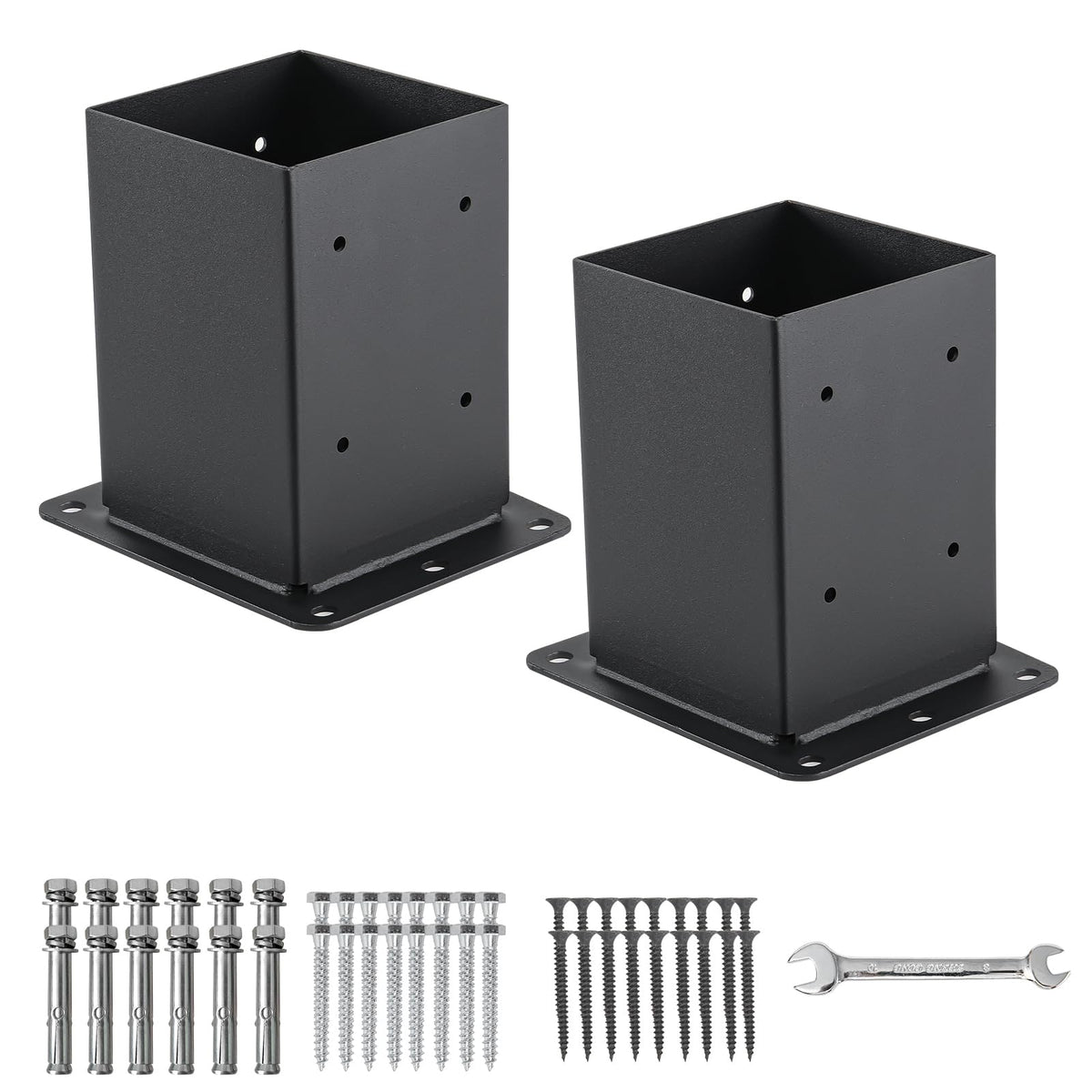 AXWHYS 4x4 post base side view, durable outdoor support.