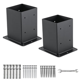 AXWHYS 4x4 post base side view, durable outdoor support.