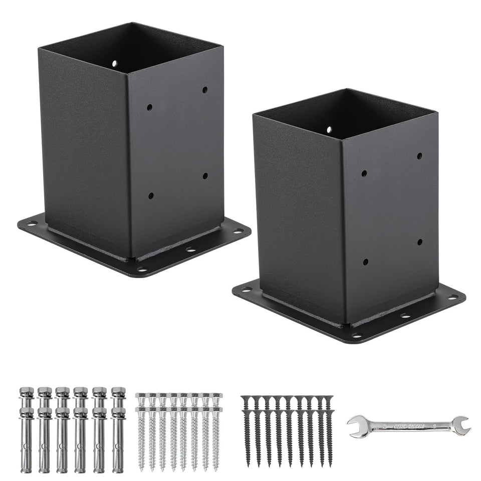 AXWHYS 4x4 post base side view, durable outdoor support.