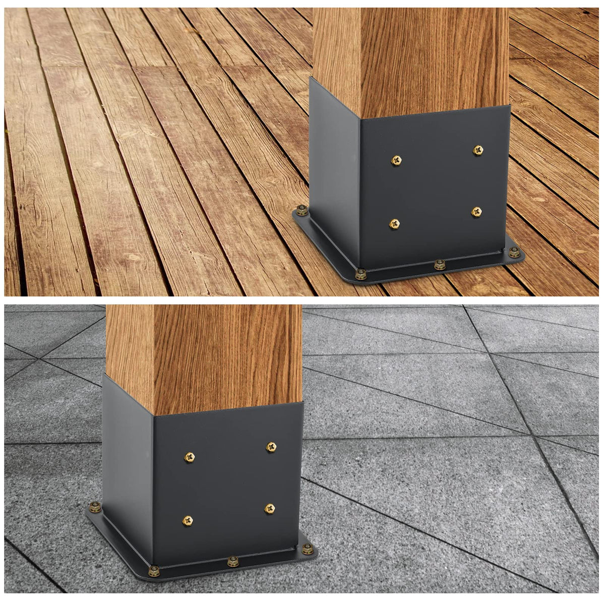 AXWHYS fence post bracket secured for weatherproof outdoor installations