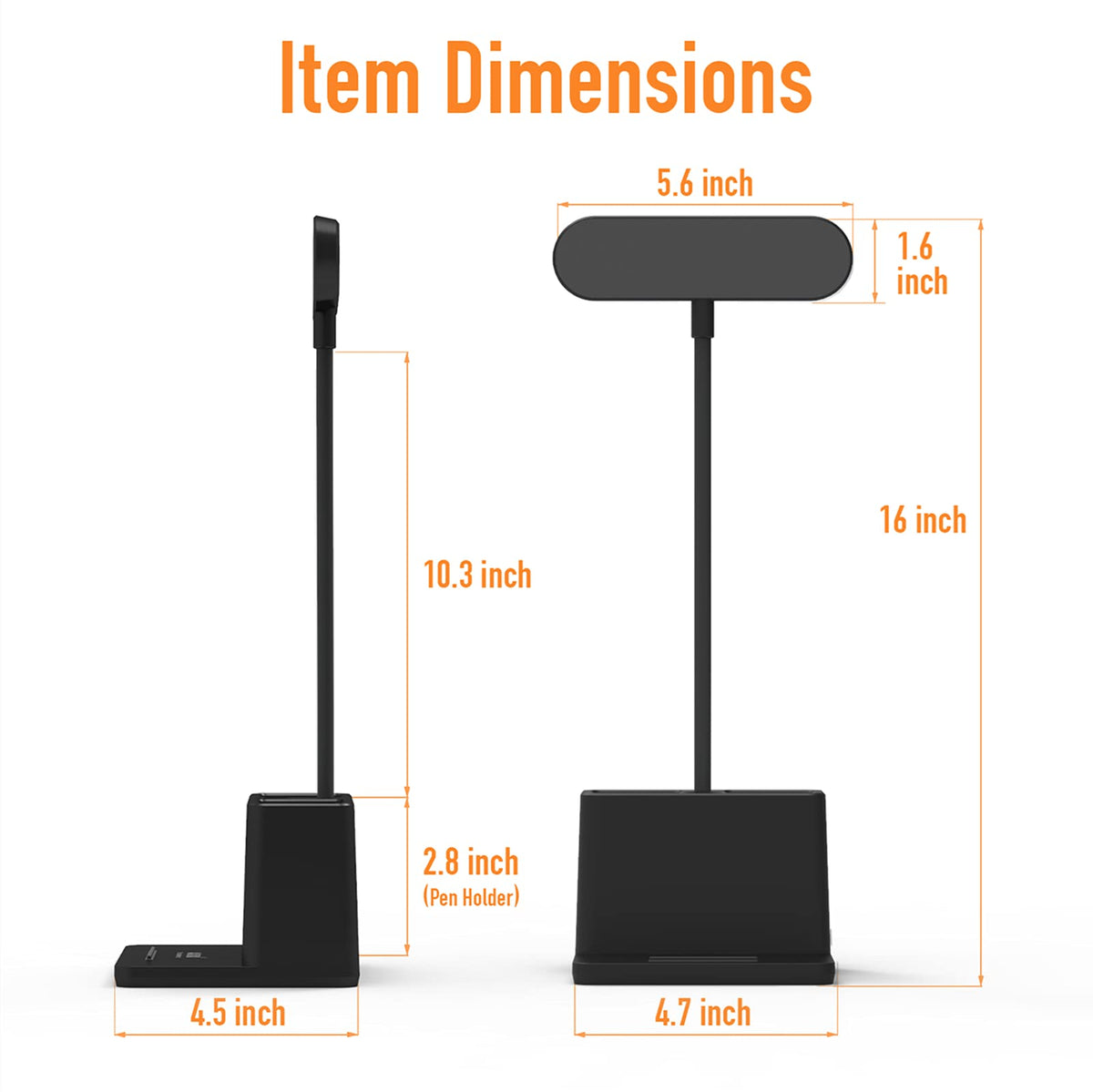 AXX Black LED desk lamp dimming controls offer customizable brightness