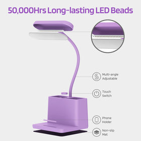 AXX lamp is portable and cordless for flexible desk setup.