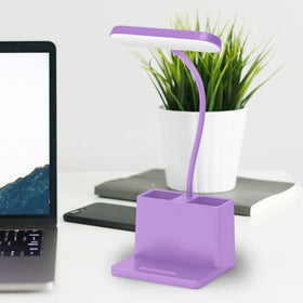 AXX Cute Purple Desk Lamp with rechargeable battery enables cordless use during study.