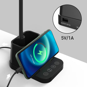 AXX LED desk lamp phone holder keeps devices neatly accessible.