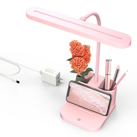 AXX pink desk lamp with kawaii design provides soft ambient light for study and relaxation.