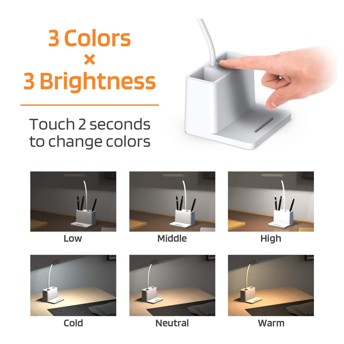 AXX USB-rechargeable desk light, cordless and portable for on-the-go tasks