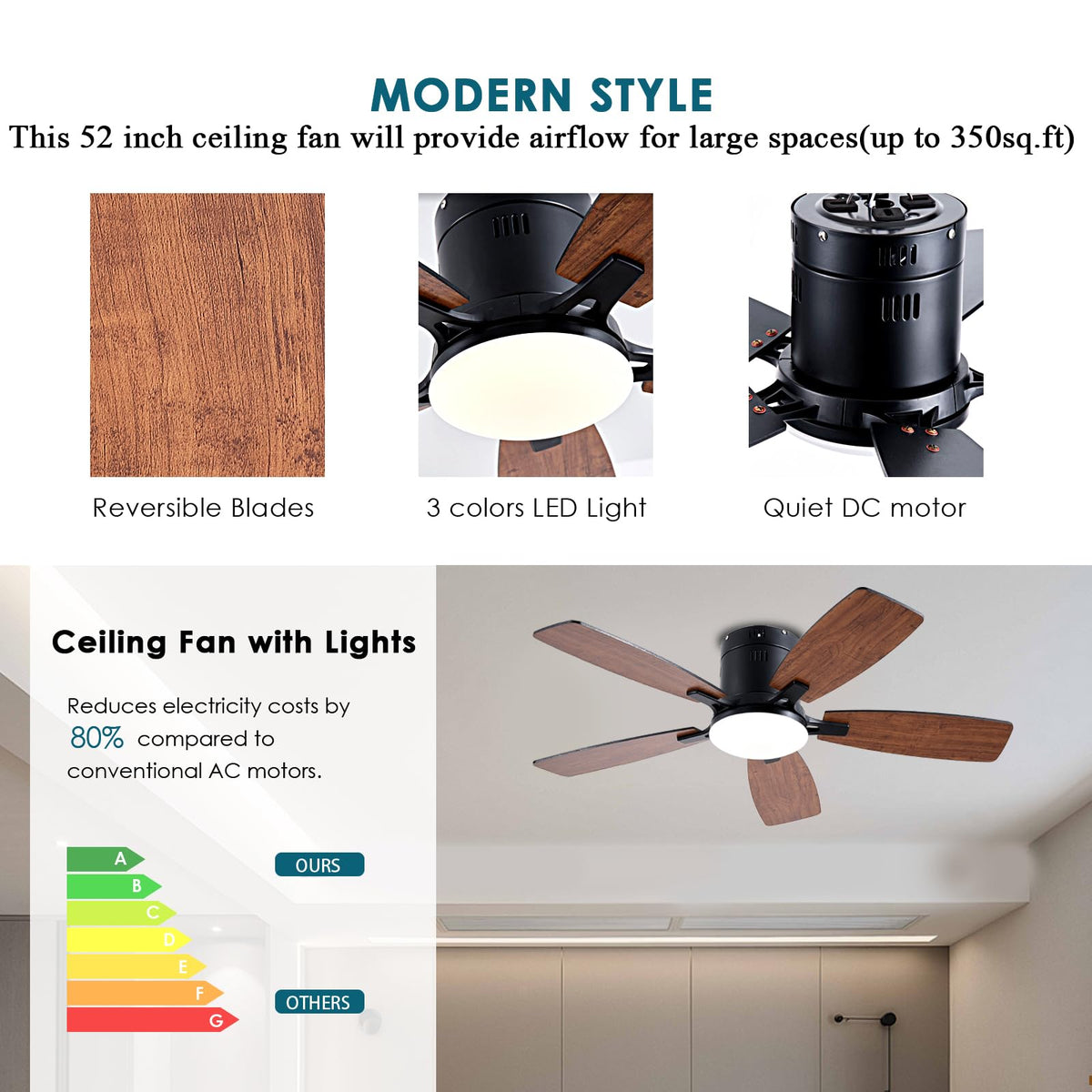 Ayaoty living room ambience with a quiet ceiling fan