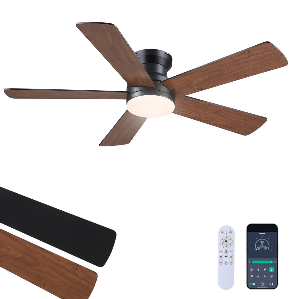 Ayaoty 48 inch flush mount fan in bedroom with balanced airflow and quiet operation