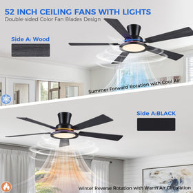 Ayaoty ceiling fan reverses for seasonal air distribution.