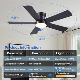 Ayaoty six-speed ceiling fan delivering customizable airflow
