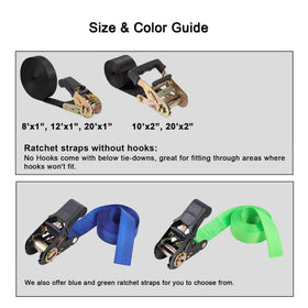 Ayaport 8 ft four-pack for compact secure cargo ties