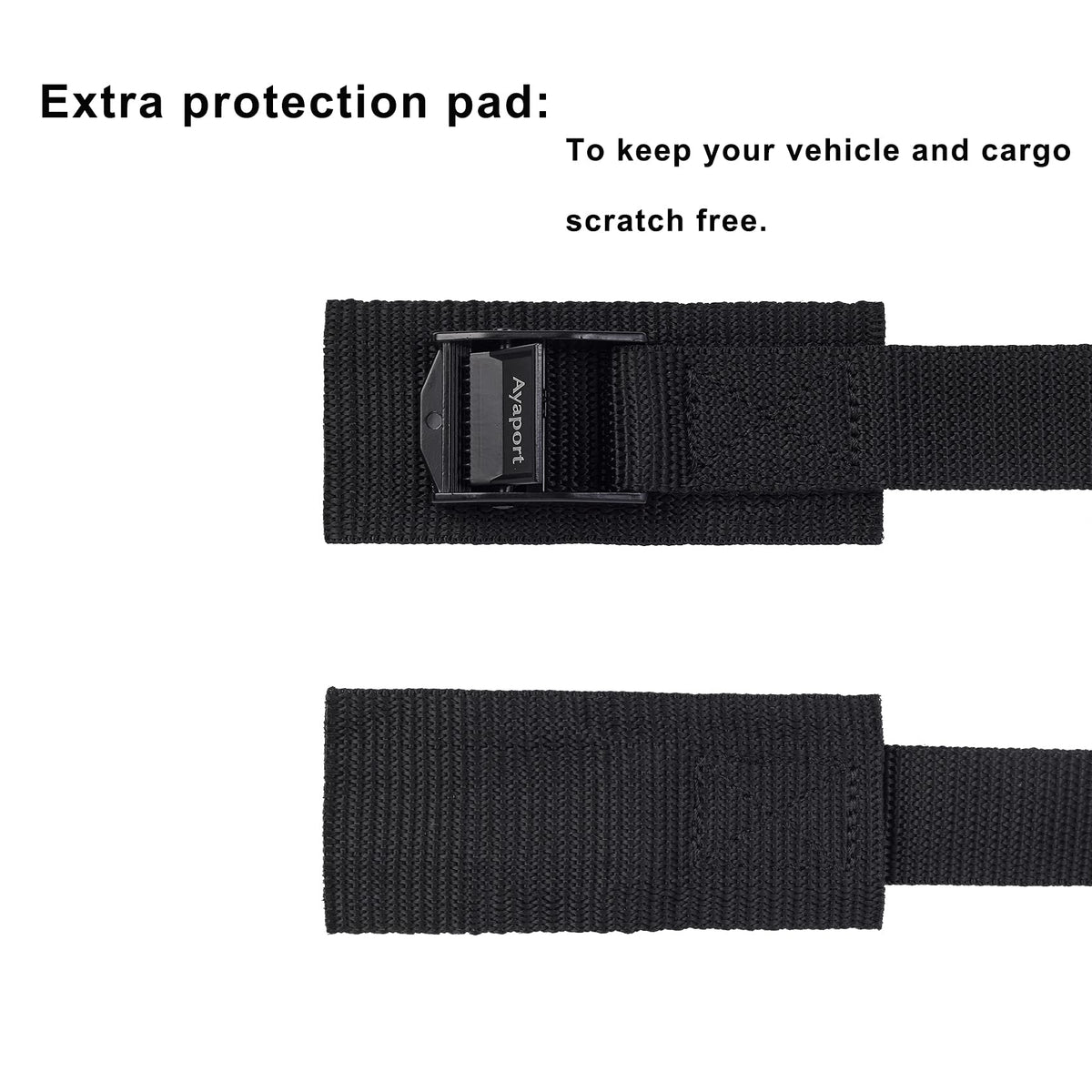 Ayaport kayak on roof rack with easy cam buckle tension.