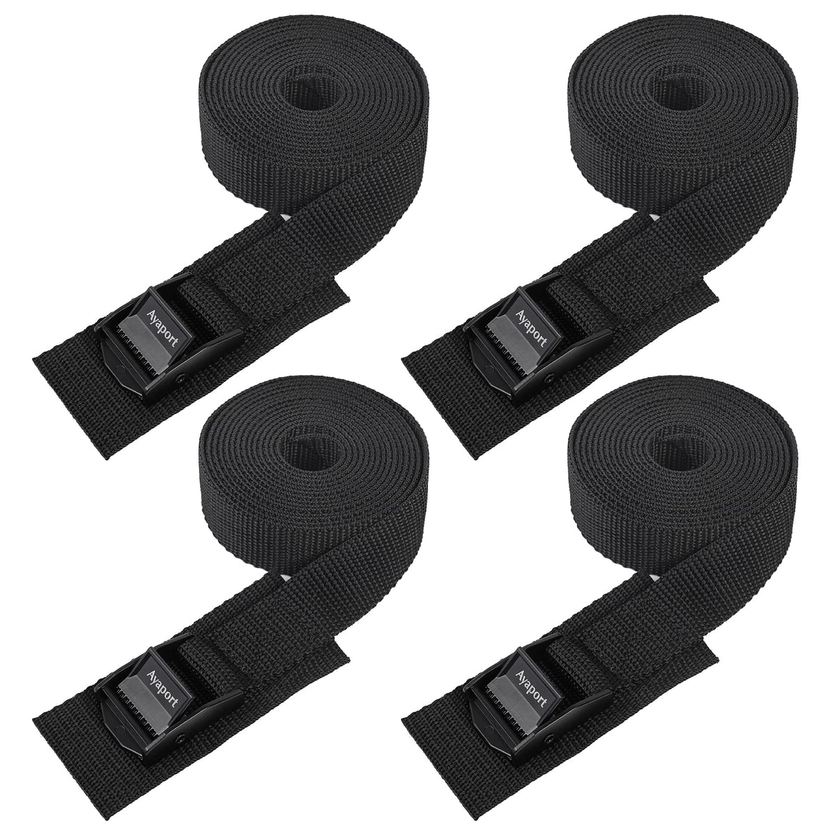 Ayaport lashing straps cam buckle closeup, secure tie-down for stable transport.