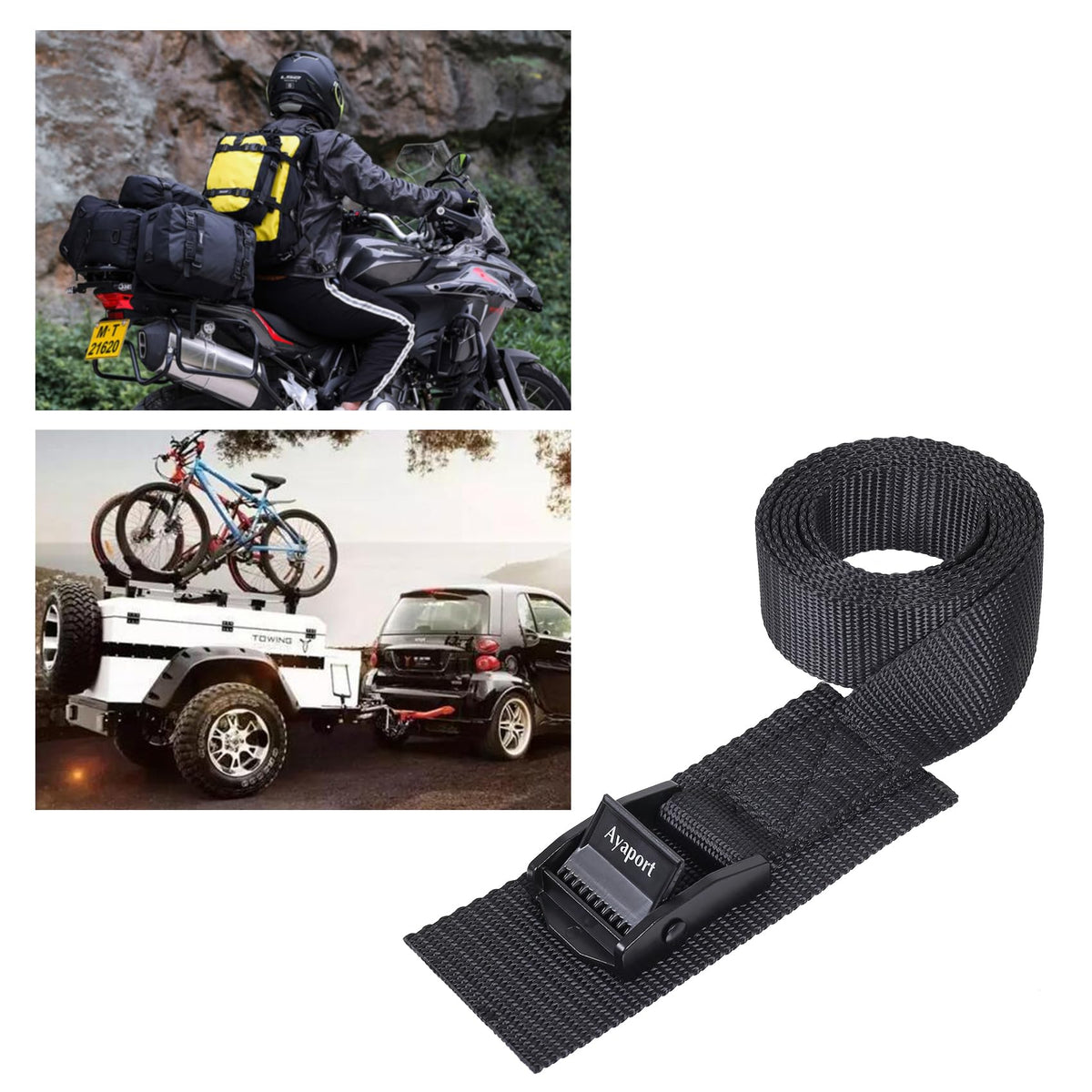 Ayaport multipurpose lashing strap ideal for camping gear.