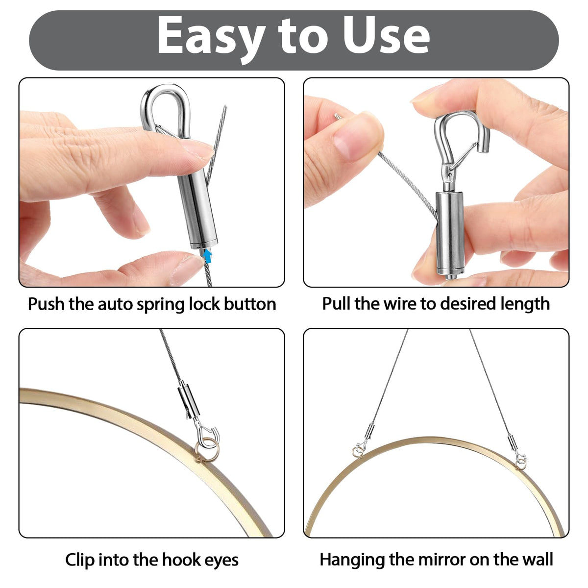 Ayawa press-button adjustable hooks enable quick tool-free length changes