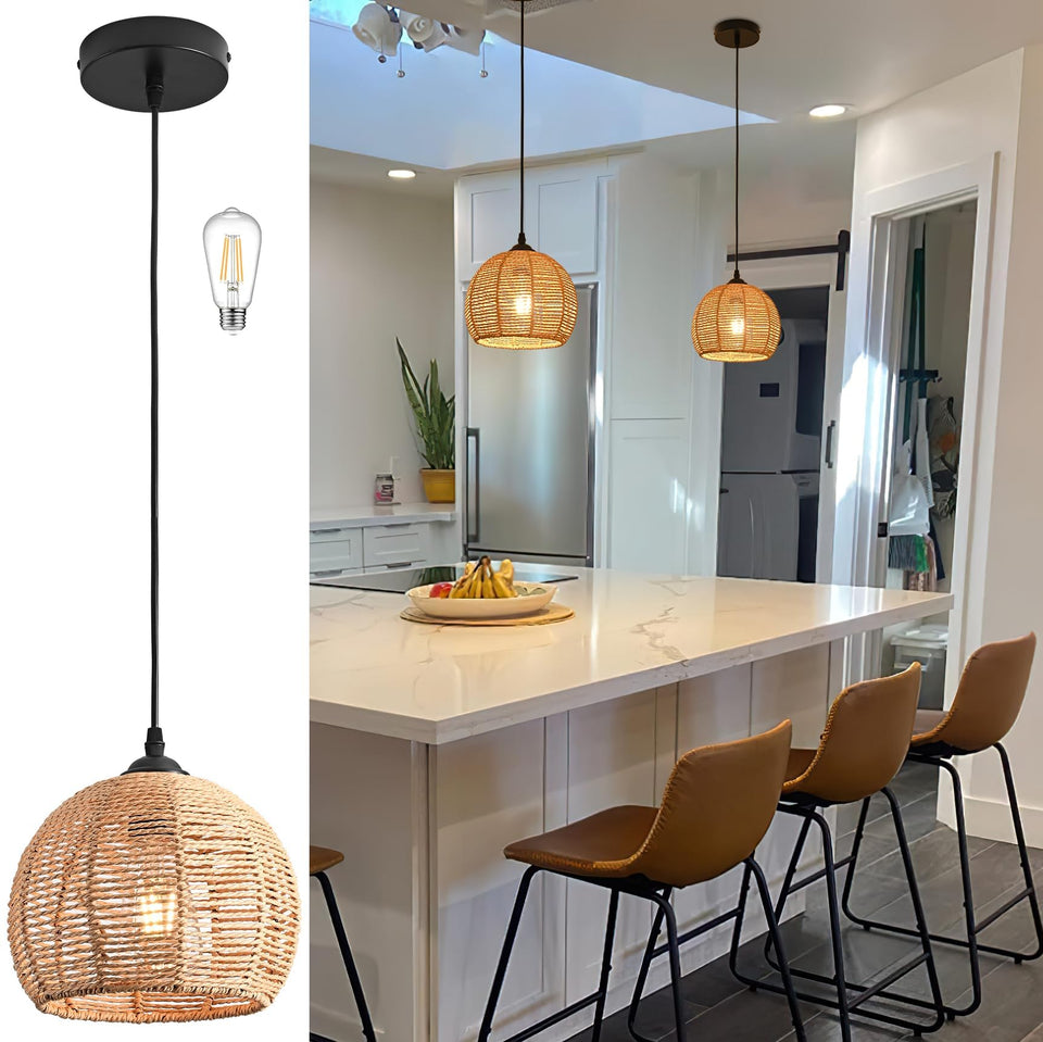 AyshwillDec mini hemp rope pendant light with hand-woven texture and natural warmth.